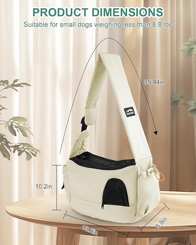 Dog Carrier Sling for Small Dogs & Cats Hand-Free Puppy Sling Purses with Storage Bag and Adjustable Shoulder Strap, Pet Sling Carrier Up to 8.8 Lbs (Yellow)