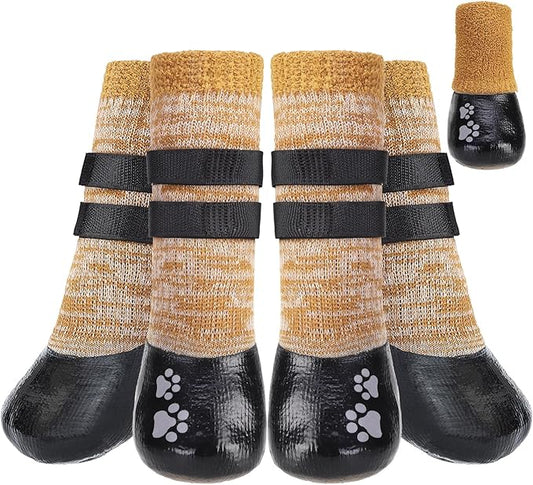 KOOLTAIL Anti Slip Dog Socks to Prevent Licking Paws for Hot/Clod Pavement, Waterproof Long Snow Dog Boots&Paw Protector with Strap Traction Control for Hardwood Floor for Small Medium Large Dogs