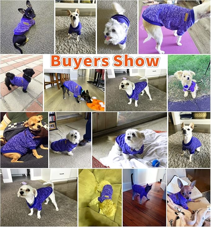 Idepet Pet Dog Classic Knitwear Sweater,Soft Fleece Coat for Small,Medium,Large Dog,Warm Pet Dog Cat Clothes,Soft Puppy Customes (XL, DarkBlue)