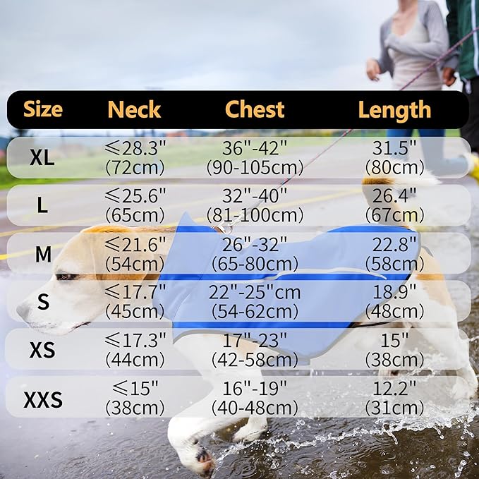 Mile High Life Dog Raincoat, Adjustable Waterproof Reflective Rain Jacket for Small Medium Large Dogs, Lightweight Breathable Pet Rain Coat with Leash Hole(Blue,S Chest 22-25")