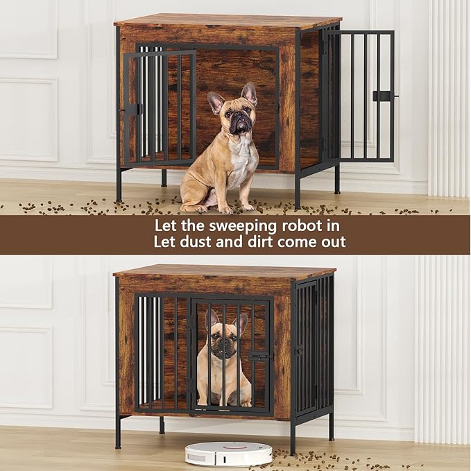 EasyCom Dog Crate Furniture for 1 or 2 Dogs, Heavy Duty Single/Double Dog Crates for Small/Medium/Large Dogs, Dog Kennel Furniture Indoor as TV Stand, Small Size 28.15" L(0-20 Pounds), Brown