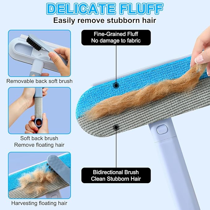 Extra Long 4-in-1 Reusable Pet Hair Remover, Pet Hair Removal Tool, Washable Multifunctional Hair Removal Brush for Furniture,Couch,Carpet,Clothes and Laundry (1Pcs)