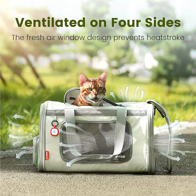 Pawaii Cat Carrier with ID Tag, TSA Airline Approved Soft Sided Collapsible Pet Travel Carrier, Portable Comfortable Convenient Foldable Cat Travel Bag