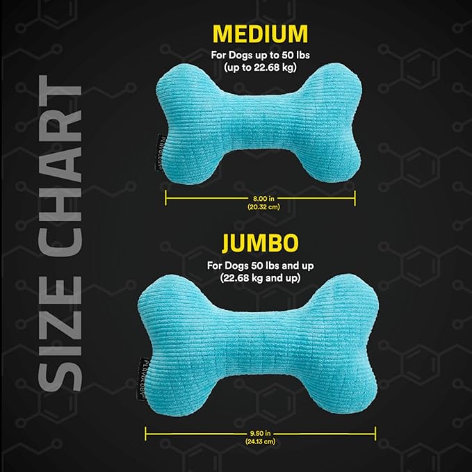 Playology Dog Toys | Plush Squeaky Bone Chew Toy for Dogs | Jumbo Peanut Butter Scented Toy - Easy to Clean and Made from Non Toxic Materials