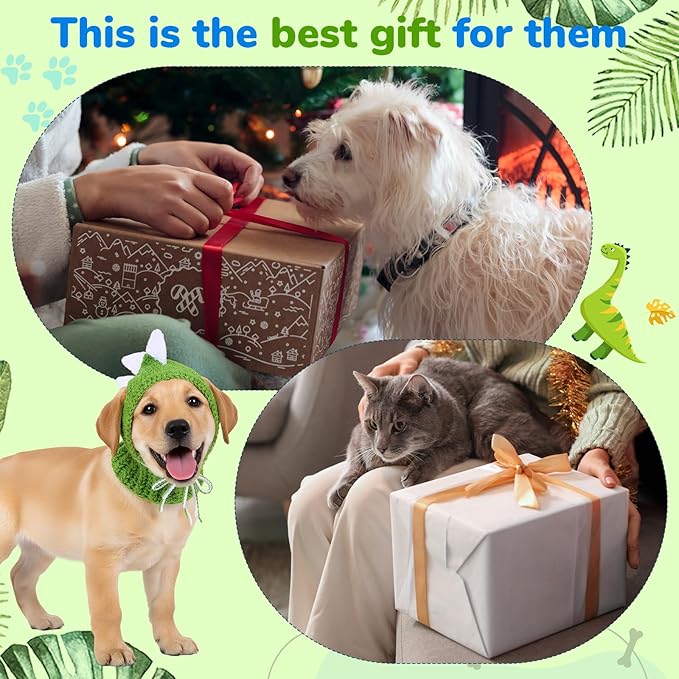 Dinosaur Costume Pet Crochet Cute Hat Cotton Soft Knitted Hats for Cats Kitten Puppy Pets Winter Costume