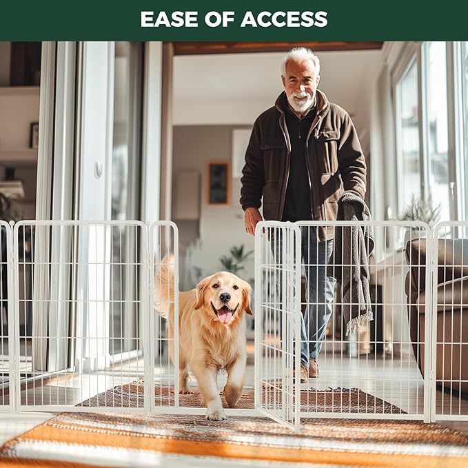 FXW Homeplus Unleashed Indoor Dog Playpen - Stress-Free and Safe Play, Heavy Duty 40 Inch 16 Panels Dog Pen with Connectors (Pack of 2) for Medium and Large Dogs, White│Patented
