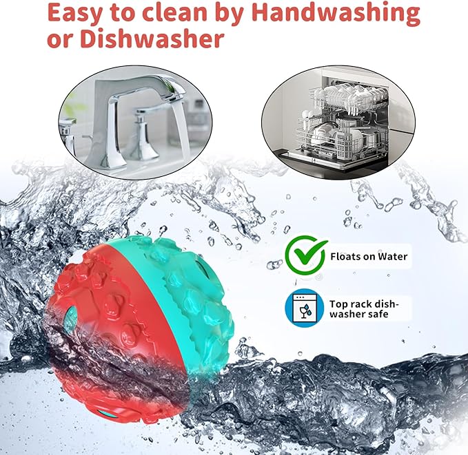 Dog Ball for Aggressive Chewers - Interactive Dog Toy Giggle Balls Fun Squeaky Sound to Keep Them Busy, Durable for Small Medium Large Breeds, Rubber Chew Toys, As Seen on TV, Blue & Red