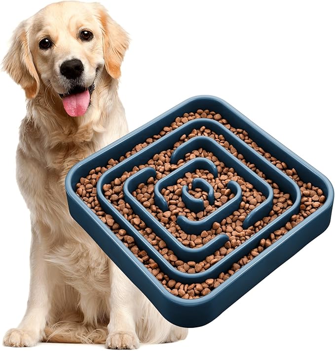 TOBYTO Slow Feeder Dog Bowls for Large Medium Breed, Anti-Choking Pet Slow Feeding Food Bowl, Non Slip Maze Puzzle Dog Feeder Bowl Prevent Bloating,Dark Blue
