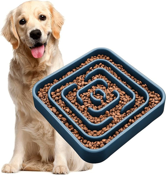TOBYTO Slow Feeder Dog Bowls for Large Medium Breed, Anti-Choking Pet Slow Feeding Food Bowl, Non Slip Maze Puzzle Dog Feeder Bowl Prevent Bloating,Dark Blue