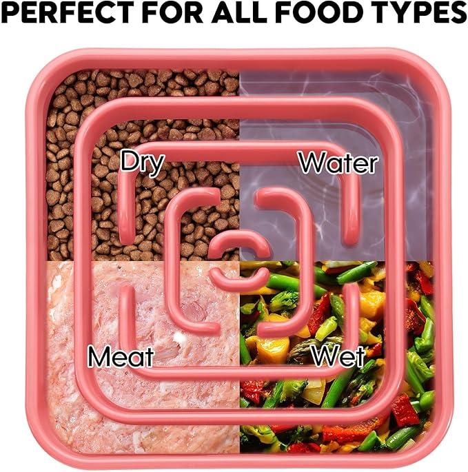 TOBYTO Slow Feeder Dog Bowls for Large Medium Breed, Anti-Choking Pet Slow Feeding Food Bowl, Non Slip Maze Puzzle Dog Feeder Bowl Prevent Bloating,Pink