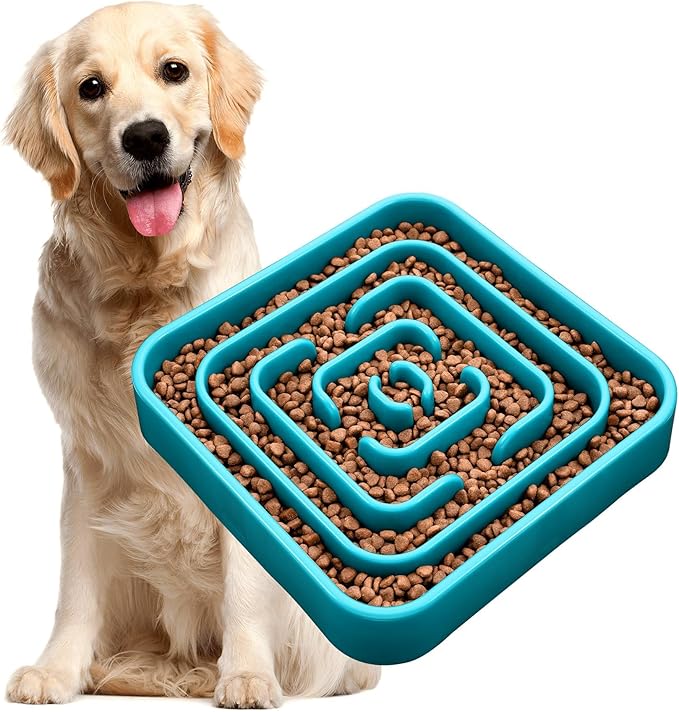TOBYTO Slow Feeder Dog Bowls for Large Medium Breed, Anti-Choking Pet Slow Feeding Food Bowl, Non Slip Maze Puzzle Dog Feeder Bowl Prevent Bloating,Dark Green