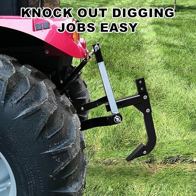 Tractor Subsoiler Ripper, 3 Point Hitch Trencher for Soil Breaking & Garden Tilling, Compatible with CAT 0/1 Tractor, ATV/UTV with 2" Receiver, 18" Depth Adjustable with 2 Teeth