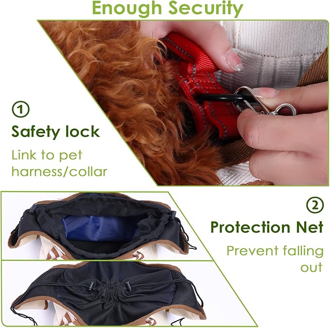 NATUYA Dog Sling Carrier Puppy Carrier, Adjustable Pet Front Sling Carrier Travel Bag with Bottom Pad, Pet Carrier for Small Dog Cat Puppy Traveling Hiking Camping (Khaki, 3-8 lb)