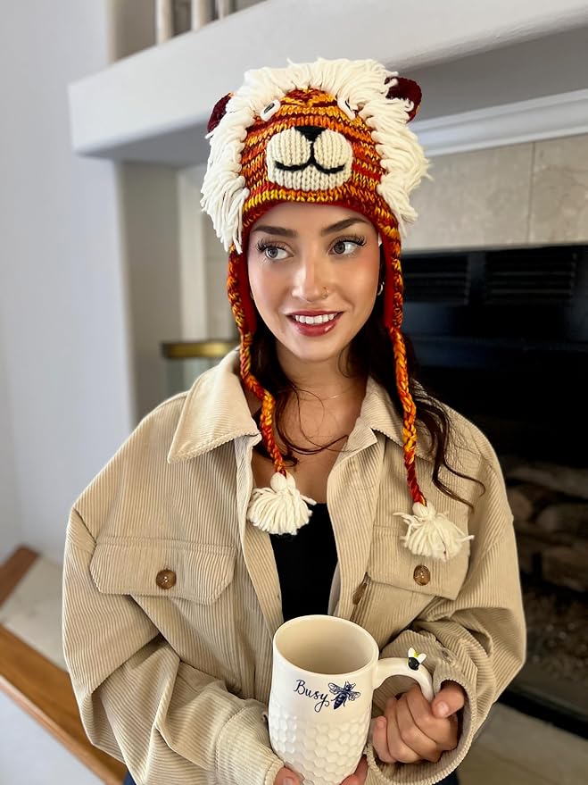 Humble Hilo Hand-Knitted Wool Animal Beanie - Easy Halloween Costume Hat for Anyone, Cute Winter Beanie Hats