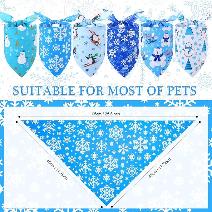 Abbylike 100 Pcs Winter Dog Bandanas Bulk Blue Snowflake Bandanas for Dogs Triangle Kerchief Bibs Scarf for Pet Xmas Costume Photo Props Accessories Pet Shops Grooming, 25 Styles (25.6 x 17.7 x 17.7)