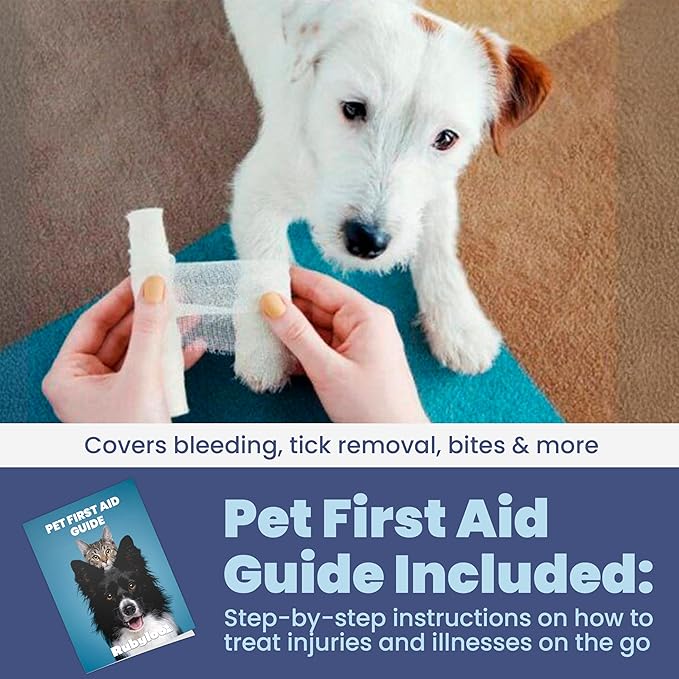 Dog First Aid Kit for Hiking & Travel - Vet Approved Emergency Supplies - Pet First Aid Guide, Tick Remover, Thermal Blanket & More - Compact Pet Camping Gear - Ideal Dog Gift for Christmas Stocking