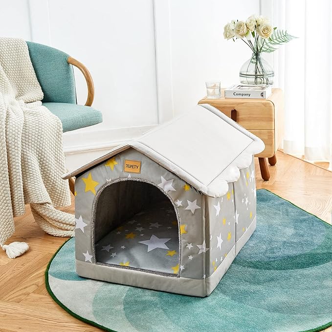 Jiupety Dog House Indoor, XL Size Indoor Dog House for Medium and Large Dog, Warm Cave Sleeping Nest Bed for Cats and Dogs, Gray