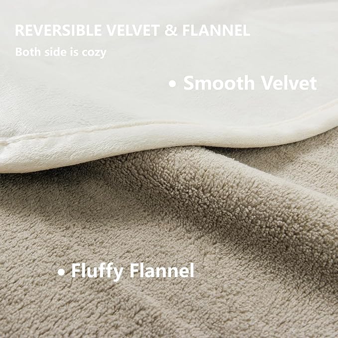 Waterproof Dog Blankets, Washable Pee Proof Pet Blanket for Couch, Soft Reversible Puppy Throw Furniture Protector Cover for Bed Sofa-68"x82",Beige+Khaki