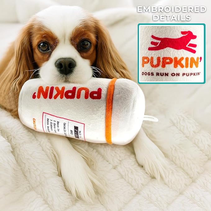 Haute Diggity Dog Pupkin' Donuts Hot Coffee Cup Plush Dog Toy for Small, Medium & Large Dogs, Interactive Funny Parody Squeaky Toys, Soft, Durable, Machine-Washable, Safe & Cute Birthday Gift for Dogs