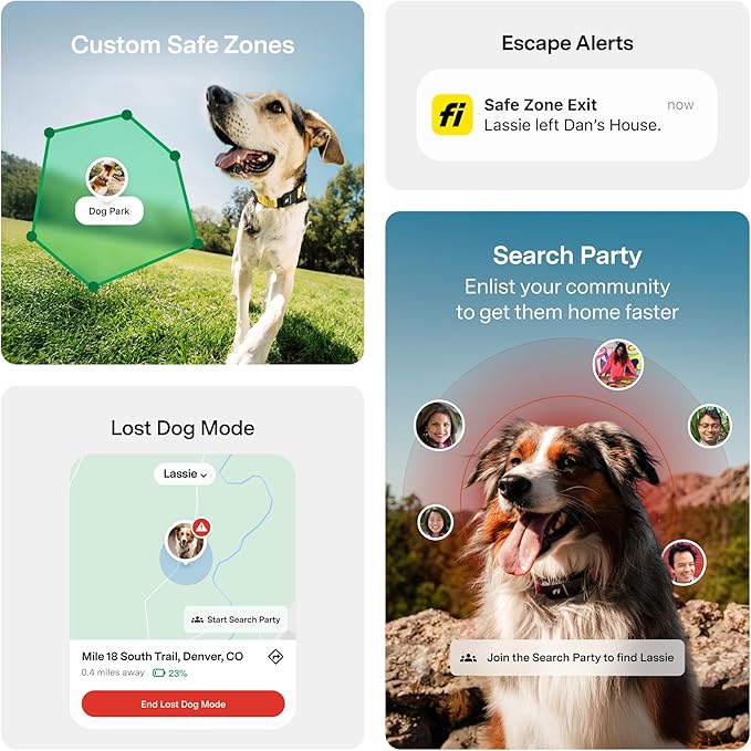New Fi Series 3+ Smart Dog Collar - GPS Dog Tracker and Activity & New Fitness Monitor, Waterproof, LED Light, Escape Alerts, Nationwide Coverage [Free 6 Month Membership] (Yellow, Small)