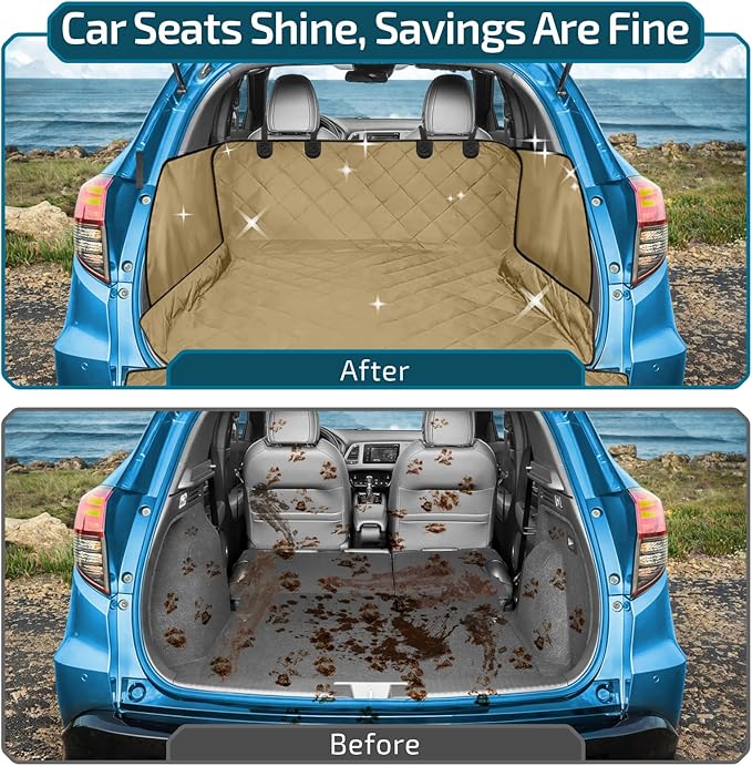 Veckle Cargo Liner, SUV Cargo Cover for Dogs with Side Flaps Hammock Water Resistant Nonslip Dog Seat Cover Area Protector Scratchproof for SUVs Sedans Vans