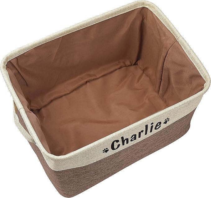 PET ARTIST Collapsible Dog Toy Storage Basket Bin with Personalized Pet's Name - Rectangular Box Chest Organizer for Clothing, Apparel & Accessories