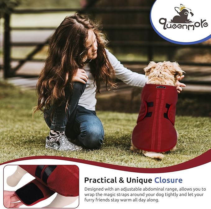 Queenmore XXL Dog Sweater, Soft Fleece Vest Pullover Dog Jacket with Leash Hole, Warm Winter Dogs Clothes Cold Weather Doggy Dachshund Sweaters for Large Dogs Cats Boy or Girl (Burgundy, XXL)