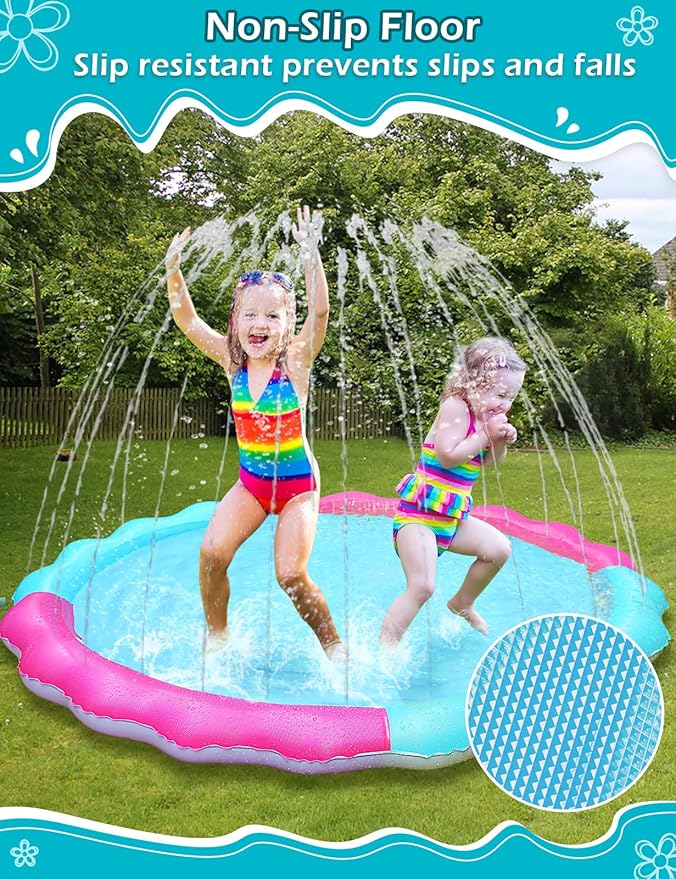 Kids Dog Splash Pad Sprinkler - Jasonwell Non Slip Dog Sprinkler Pad Splash Pool Puppy Dogs Pool Summer Outdoor Water Toys Backyard Durable Splash Pad for Toddlers Kids Small Medium Large Dogs Pet