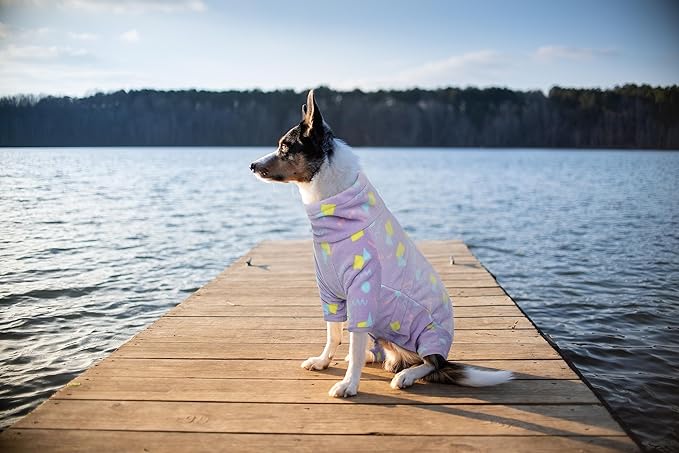 ROZKITCH Dog Fleece Jumpsuit Large, Pet Windproof Warm Cold Weather Jacket Vest with Luminous Zipper, Dog Halloween Costume Jumpsuit Apparel Outfit Clothes for Large Dogs Geometry 2XL