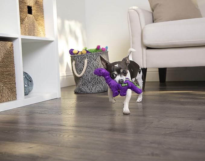 goDog Just For Me Dinos Bruto Squeaky Plush Dog Toy, Chew Guard Technology - Purple, Mini