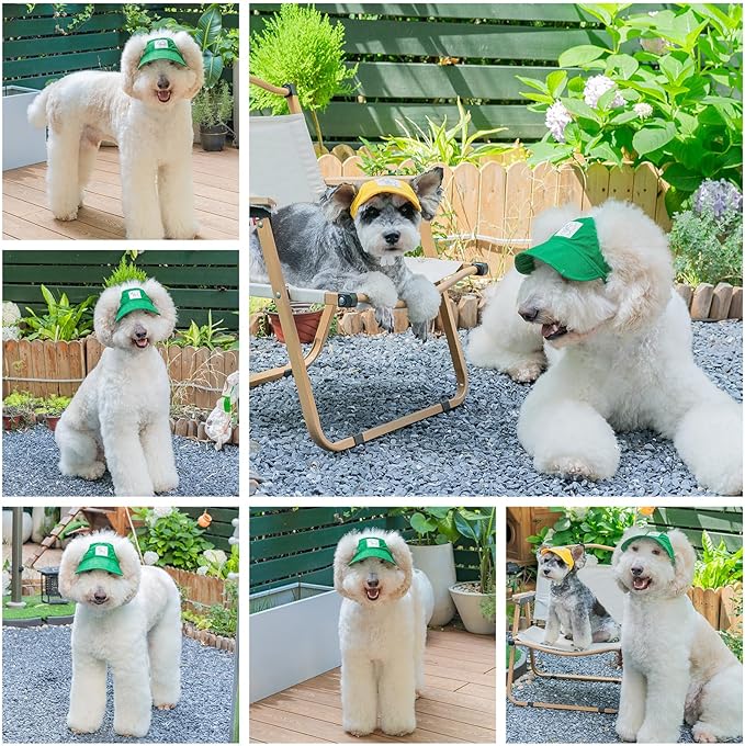 Pet Dog Baseball Cap, Cat Hat, Cat Dog Sun Cap with Ear Holes, Adjustable Puppy Outdoor Sun Hat (Green, Small)