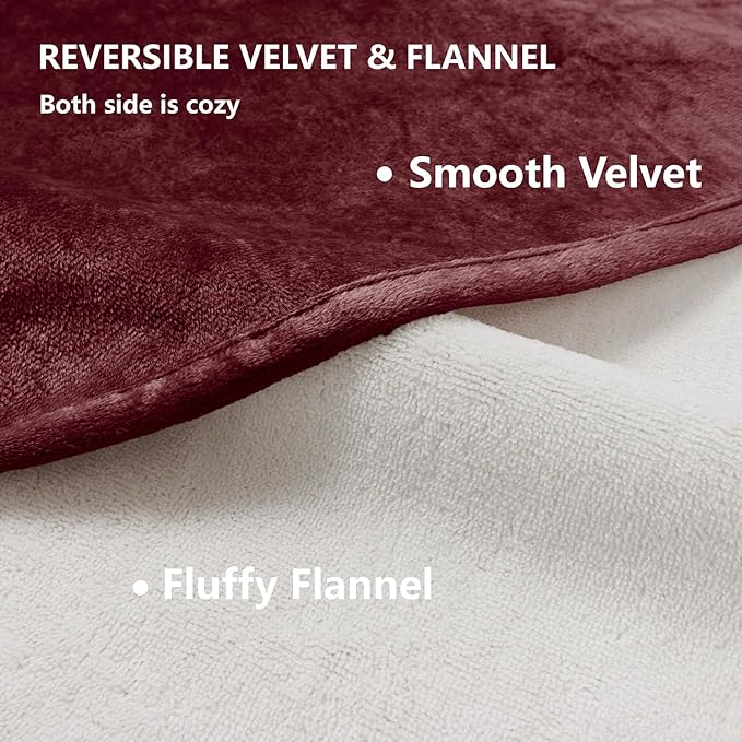 Waterproof Blanket for Bed Protection, Washable Dog Blankets for Couch, Soft Reversible Pet Throw Furniture Protector Cover for Sofa-82"x120",Burgundy Red+Cream