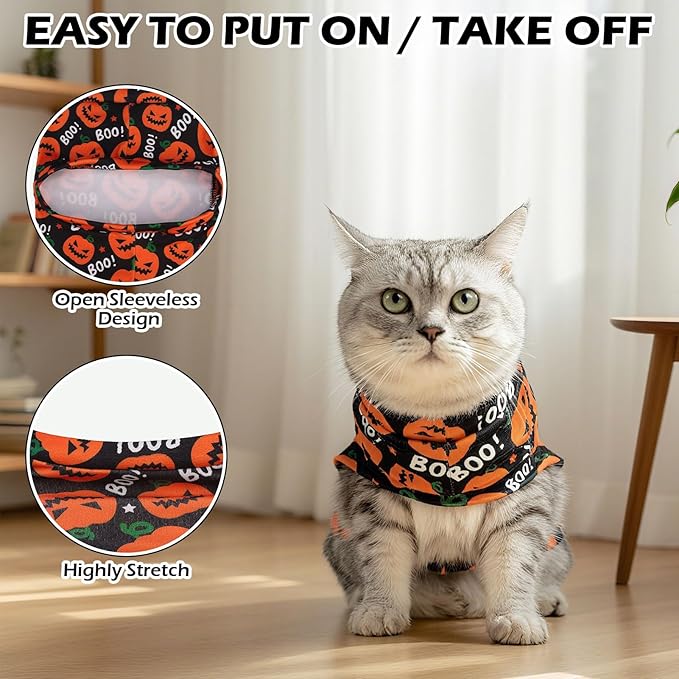 EXPAWLORER Cat Halloween Sweater - Sweaters for Cats Only Soft Warm Pet Clothes, Fall and Winter Pumpkin Coat Pullover Design, Fleece Sweatshirt Clothing Also for Puppy Small Dogs, Small