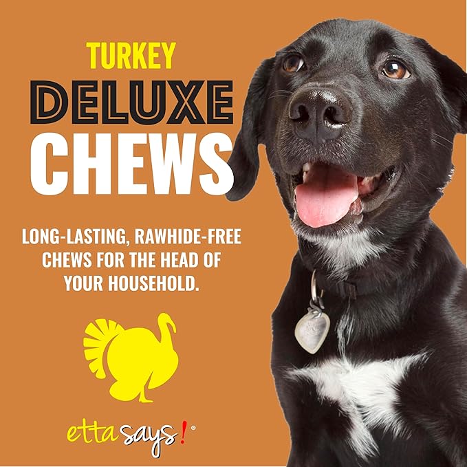 etta says! Deluxe Crunchy Dog Chews 7” Turkey - All Natural, Long-Lasting Chews - Made in The USA (20 Count Pack of 1)