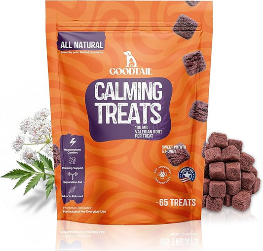 Dog Calming Chews for Dogs Natural Stress & Separation Puppy Support Sleep aid for Dogs – Valerian Root Relief – Pet Cat Calming Treats for Cats Dog car Accessories, Fireworks Travel Thunder
