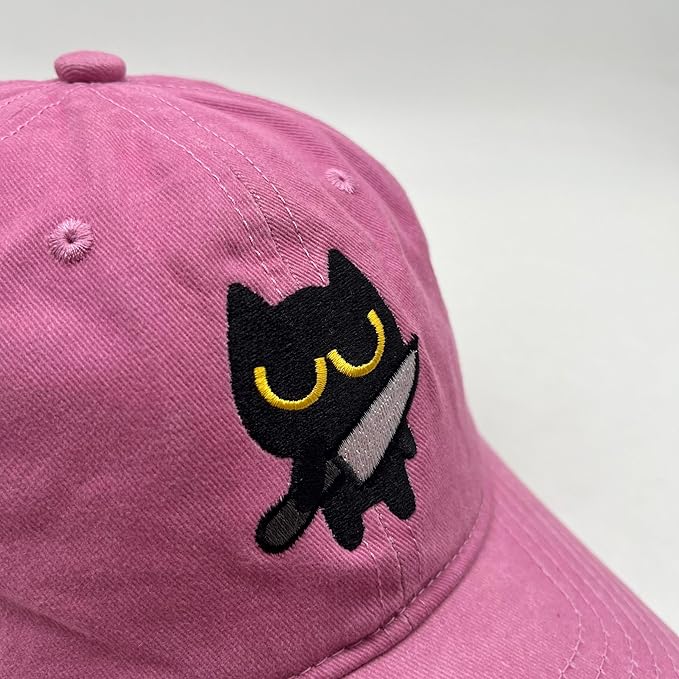 Black Cat Hat,Ragdoll Cat Embroidered Adjustable Cotton Baseball Cap for Men Women,Gifts for Cat Lovers
