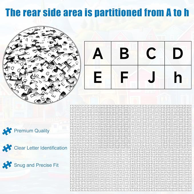 Seaside Town Jigsaw Puzzle, Puzzles for Adults 1000 Pieces, Ocean Boat Seagull Landscape Puzzle with Letters on Back, Challenging for Adults with Vibrant Coastal Art, 28x20 Inch, Family Games & Gift