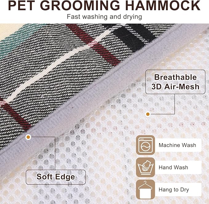 BEAUTYZOO Dog Grooming Hammock for Small Dogs Cat- Dog Sling for Nail Trimming/Clipping- Dog Hanging Harness Holder with Thick Fabric Neck Support & Strap Restraint Claw Care, Beige XS