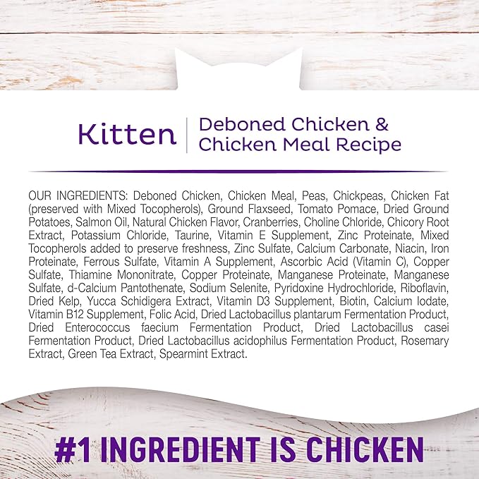 Wellness Natural Pet Food Complete Health Natural Grain Free Deboned Chicken & Chicken Meal Dry Kitten Food, 5.5 Pound Bag (Pack of 2)
