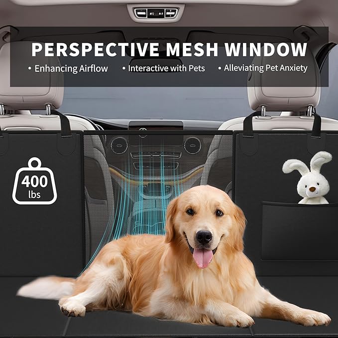 Back Seat Extender for Dogs,Hard Bottom Car Seat Cover,100% Waterproof 600D Heavy Durable Scratchproof Leather Car Dog Cover Back Seat,Non Slip Easy Clean Car Seat Protector,with Storage Bag