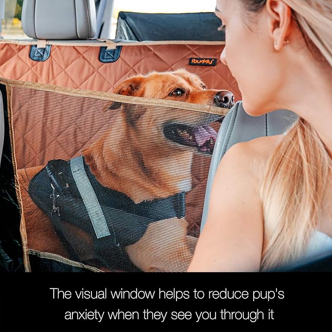 iBuddy Dog Seat Cover for SUV and Small Truck, Waterproof Car Hammock Heavy Duty Back Seat Cover for Dog with Mesh Window Durable Scratchproof Pet Car Seat Protector for Rav4 CR-V Jeeps