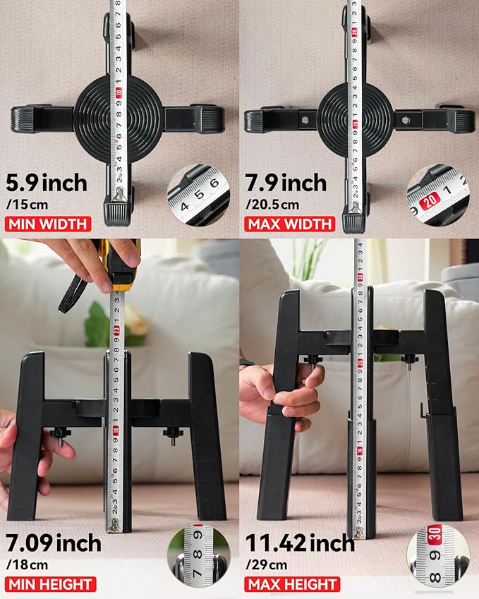 CZPET Dog Bowl Stand with Adjustable Height and Width [Stand Only], Elevated Pet Water & Food Feeder for Medium & Large Dogs, Stable and Anti-Slip Raied Bowl