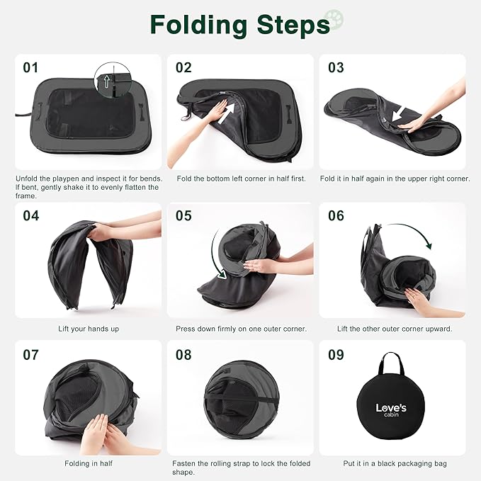 Love's cabin Pet Puppy Dog Playpen, Small Dog Tent Crates Cage Indoor/Outdoor, Portable Exercise Playpen for Cat, Foldable Pop Up Dog Kennel Playpen with Carring Case (S, Grey)