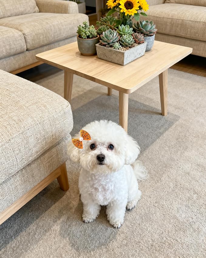 PET SHOW 10 Pack 2" Leopard Small Dogs Hair Bows with French Clips Rhinestone Yorkie Barrette Clip Bowknot for Medium Dogs Puppy Pet Cheetah Topknot Cat Grooming Hair Accessories