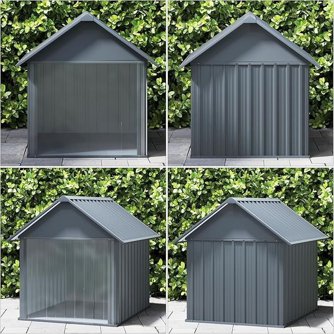 Erinnyees 45" Dog House Outdoor with Door Curtain and Weatherproof Puppy Shelter, Anti-Chewing Iron Frame, Sturdy and Long-Lasting Dog Tent for Medium Large Dogs