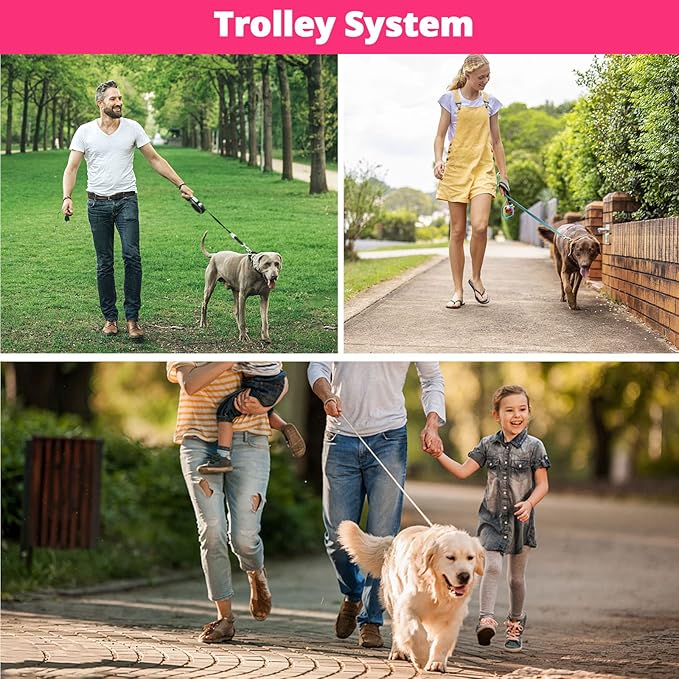 Long Dog Leash 15 FT: Heavy Duty Rope Leashes for Dogs Training with Swivel Lockable Hook Reflective Threads Bungee and Padded Handle - Dog Lead for Large Small Medium Dogs Outside Walking Hiking Red