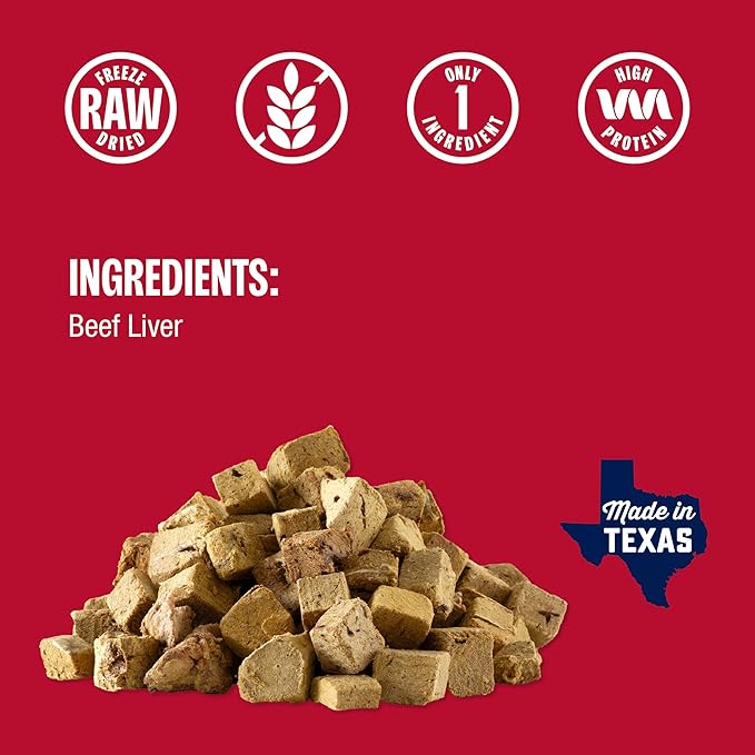 Muenster Freeze Dried Beef Liver Bites - Dog Treats, Mixer or Topper (3oz) - One Ingredient