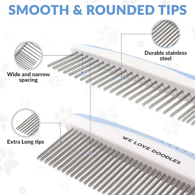 We Love Doodles Dog Conditioner & Dog Grooming Comb - 2-in-1 Conditioner for Allergies & Itching, Lotion Treatment for Dogs, Removes Tangles & Matts, Dematting Pet Combs, Detangler for Matted Hair