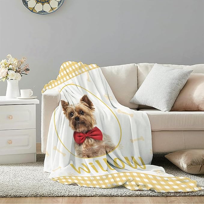 Personalized Pet Blanket,Custom Pet Blanket with Name Photo,Puppy Blanket Gift for Dogs Cats Lovers Mom Dad,Soft Cozy Fleece Throw for Bed Sofa Travel Small 50"x40"