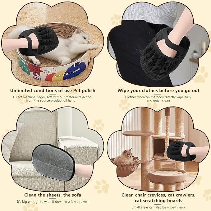 Magic Brush Pet Hair, Electrostatic Pet Hair Remover Gloves for Cats & Dogs, Upgraded Animal Fur Removal Tool, Reusable Cats & Dogs Grooming Gloves for Hair Removal (1)